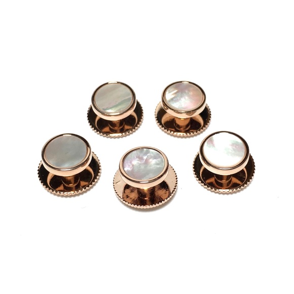 5 Rose Gold and Mother of Pearl Tuxedo Shirt Studs
